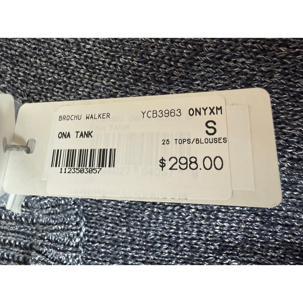NWT BROCHU WALKER SWEATER ONA TANK TOP VEST ONYX GRAY GREY LINEN KNIT METALLIC - Picture 5 of 10